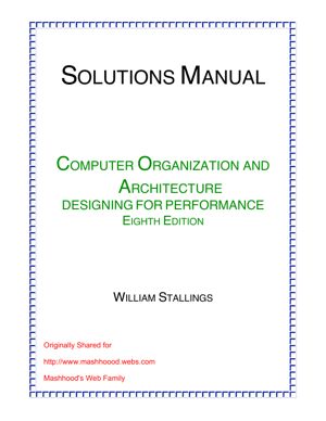 Solution Manual - Computer Organization and Architecture - Designing for Performance thumbnail