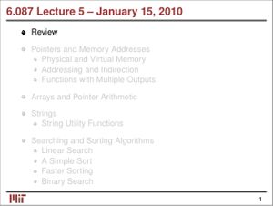 Pointers and Memory Addresses, Strings, Searching and Sorting Algorithms thumbnail