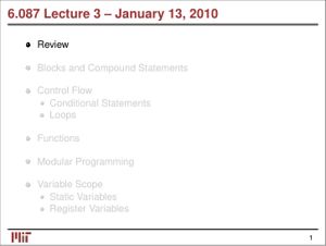 Blocks and Compound Statements, Control Flow, Functions, Modular Programming, Variable Scope thumbnail