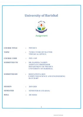 Structure of matter & physical optics thumbnail
