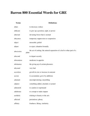 Barron 800 Essential Words for GRE thumbnail